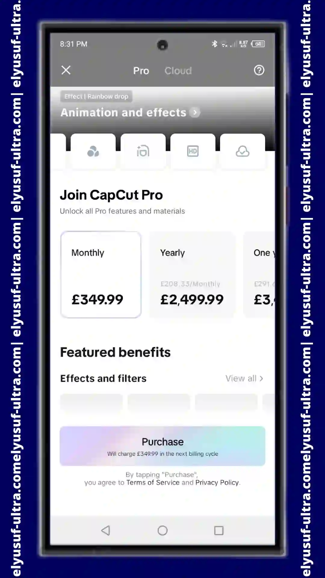 اشتراكات برنامج capcut