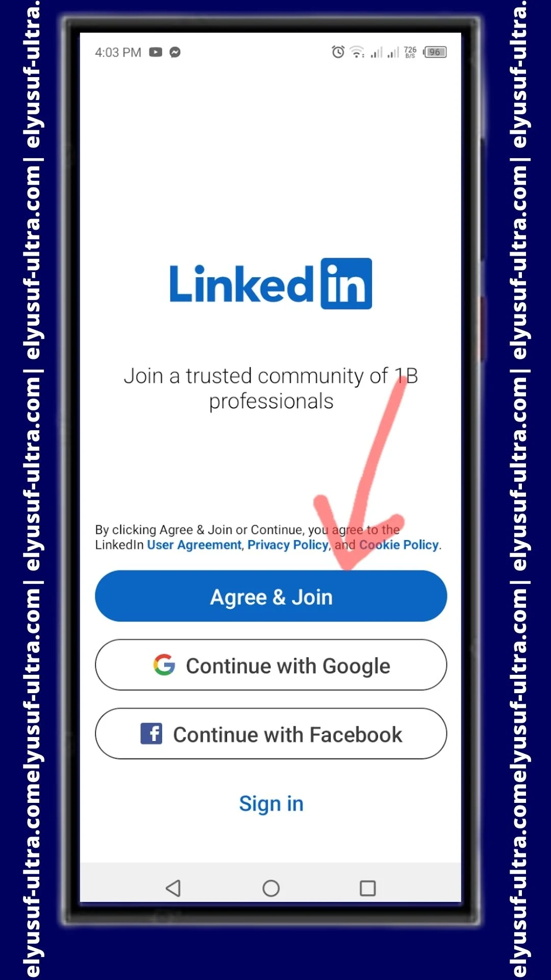 التسجيل في تطبيق لينكد إن Linkedin