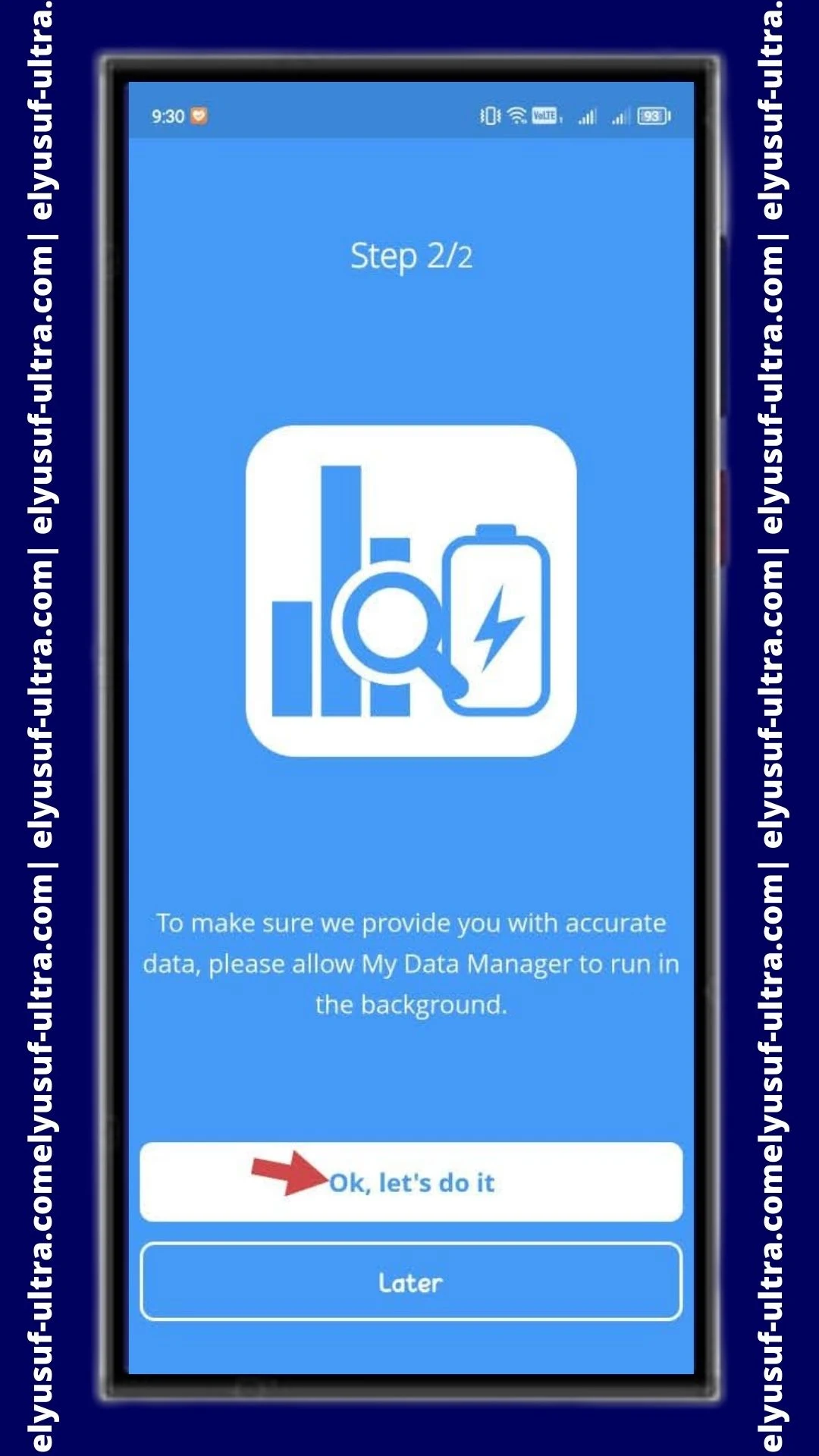 خيارات تطبيق My Data Manager