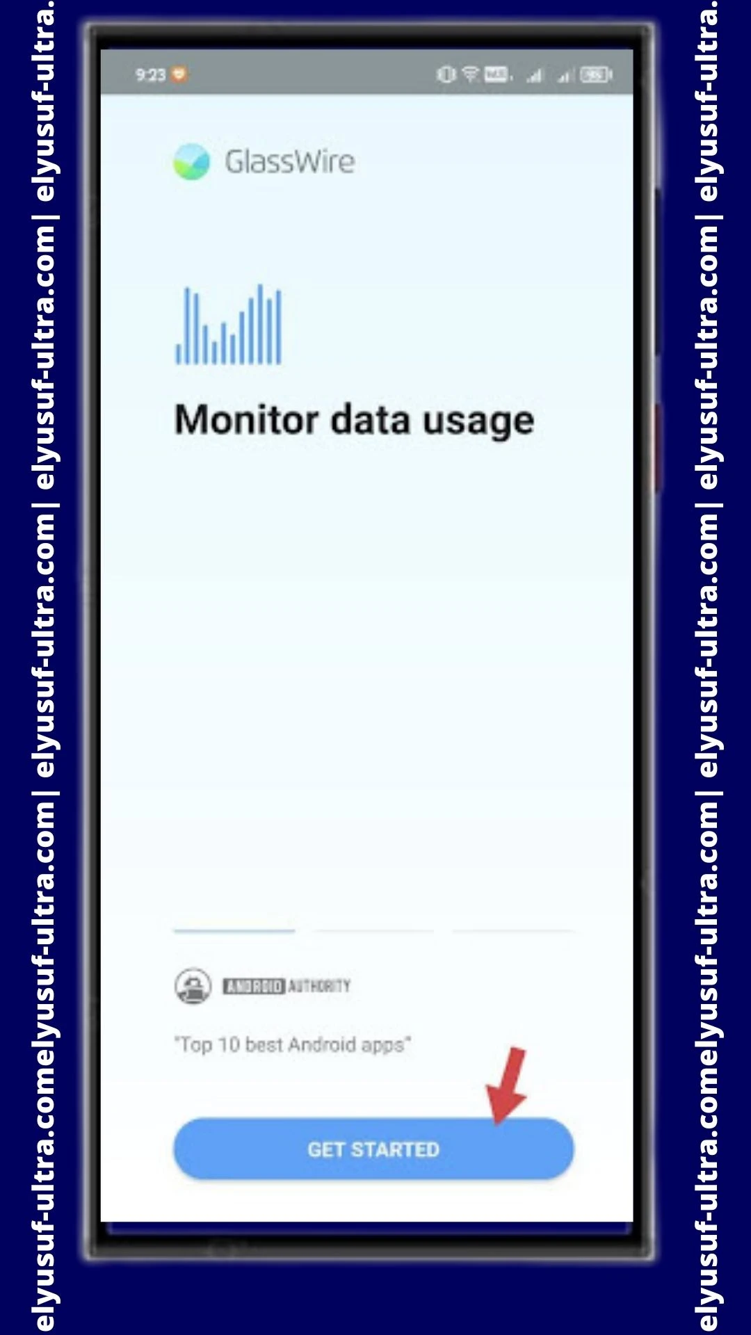 فتح تطبيق GlassWire Data Usage Monitor